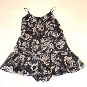 Express midnight blue chiffon paisley spaghetti strap romper size L